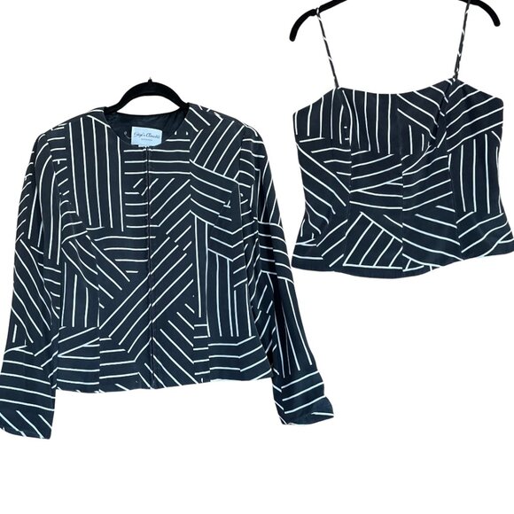 Gigi’s Closette Glenview Black & White Patterned Jacket & Corset - Picture 1 of 8